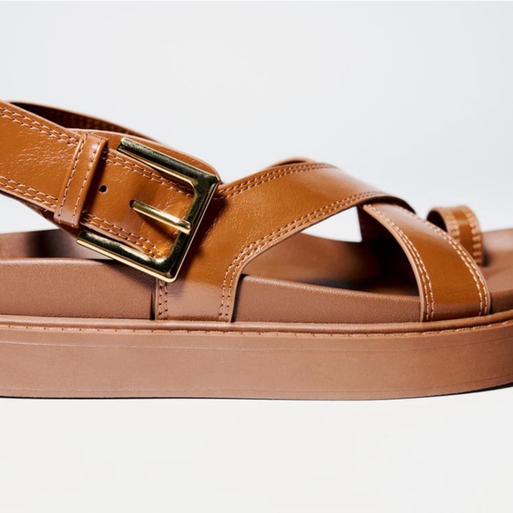 Zara Cross Strap Flat Sandals US 6.5 - Picture 4 of 8